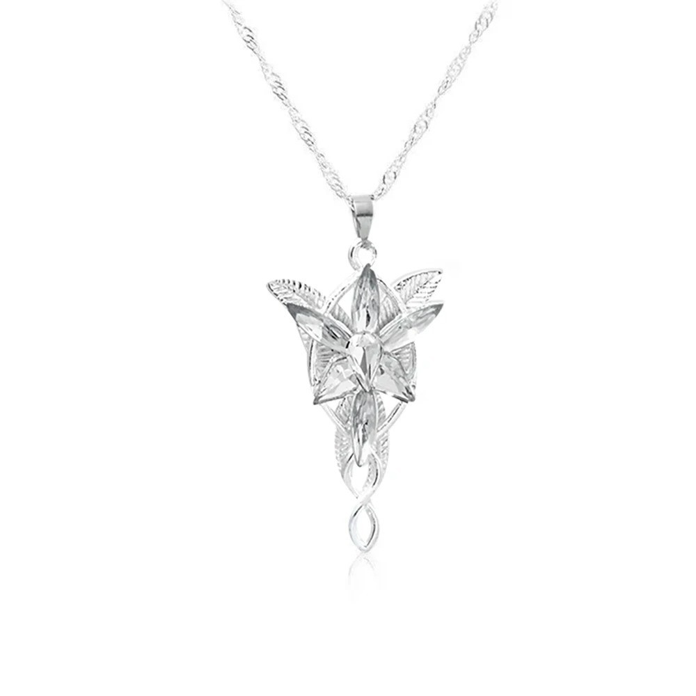 New Lord of The Rings Arwen’s Necklace Evenstar Pendant Crystal Silver Chain