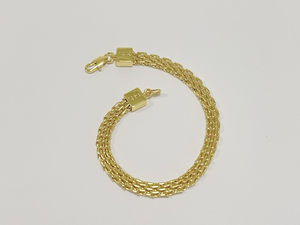 Real 14K Yellow Gold Multiple Layer Bracelet Chain Solid Link Jewelry Gift 6mm