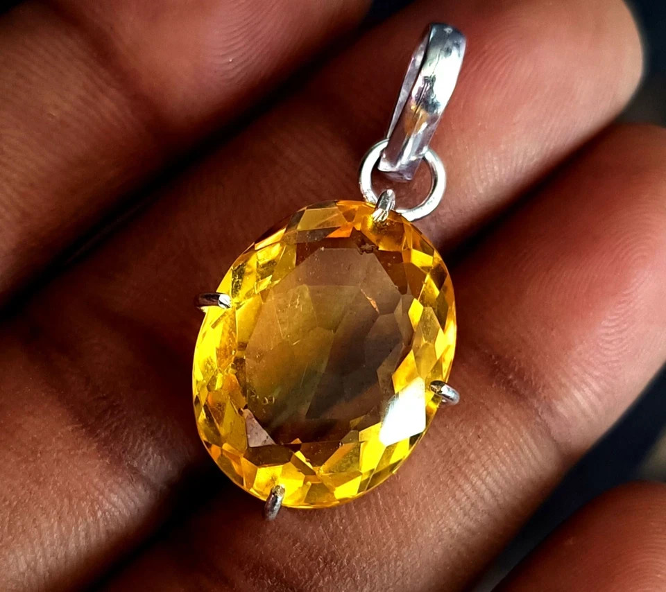 30.85 Ct Oval Cut Natural Citrine Sterling Sliver Pendant – Trending Gemstone