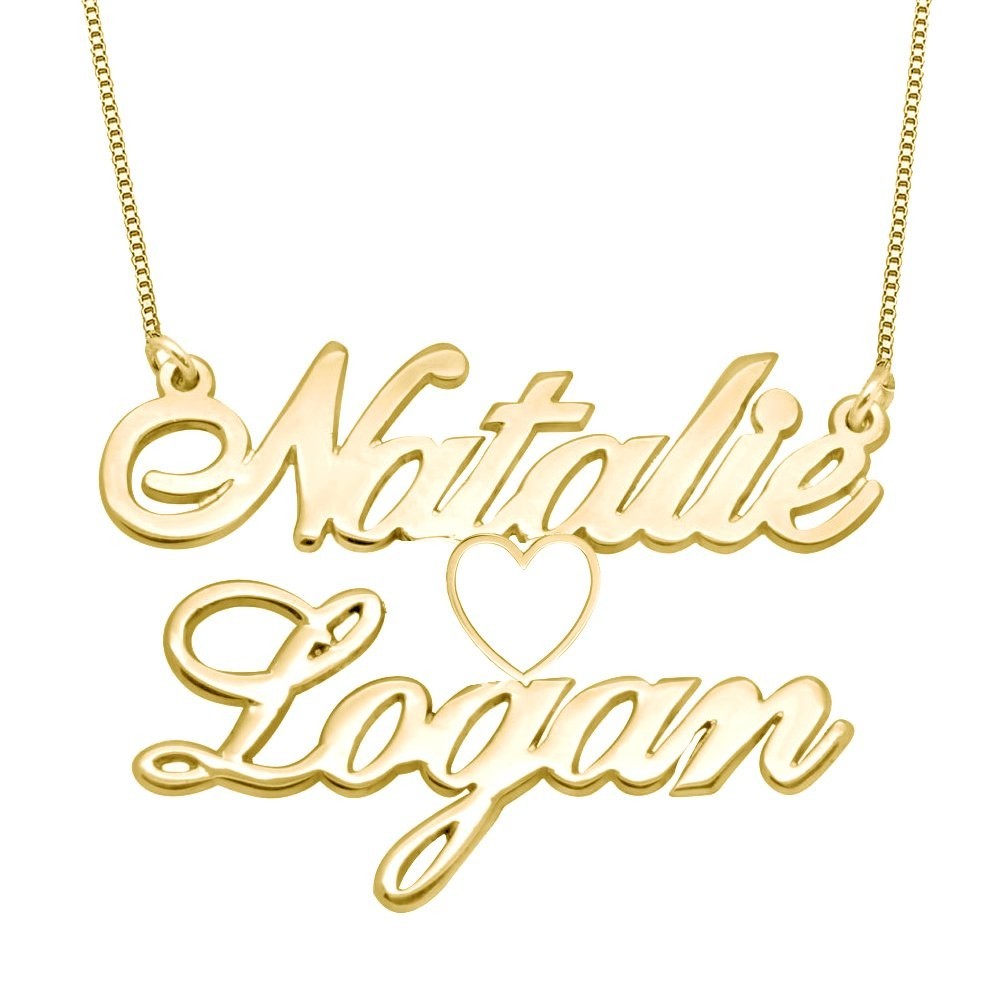 Personalized Couple Name Necklace Pendant with Heart Handmade Jewelry for Women