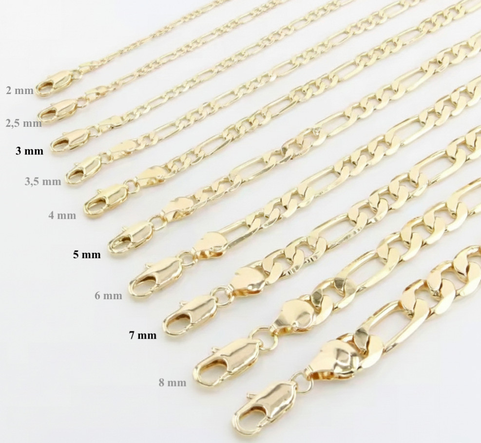 14k Gold Filled Figaro Chain Necklace 3-8mm 18-24” Men Women