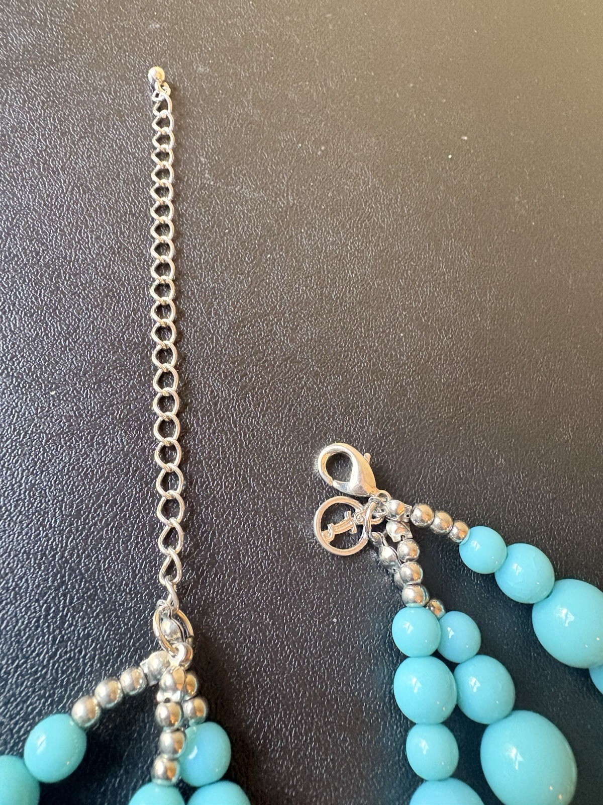 Blue Beaded Multi-Strand Statement Necklace Adjustable Lobster Clasp