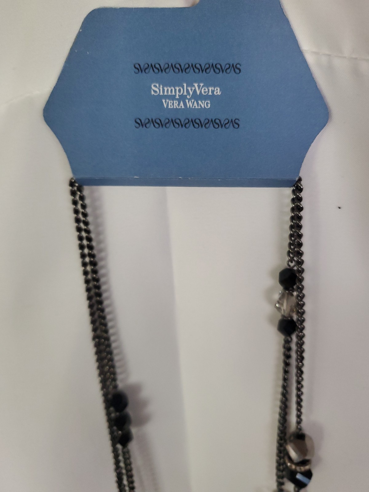 Black Beaded Chain Long Necklace Jet Tone Beads