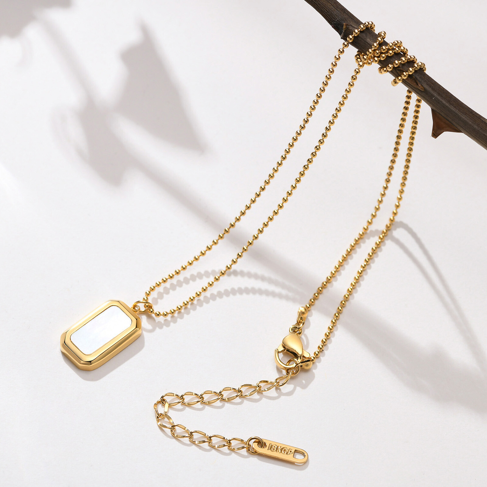 Stainless Steel Shell Square Brand Pendant Necklace Gold Women’s Fashion Jewelry
