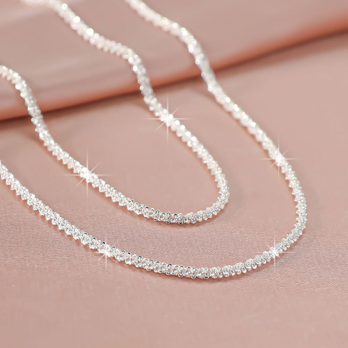 Layered 925 Sterling Siver Cross Charm Pendant Necklace Set for Women Silver