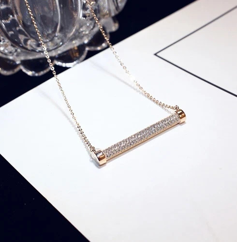 18k Gold Filled Lamp Pendant Necklace Made Simulated Diamond Designer Inspired