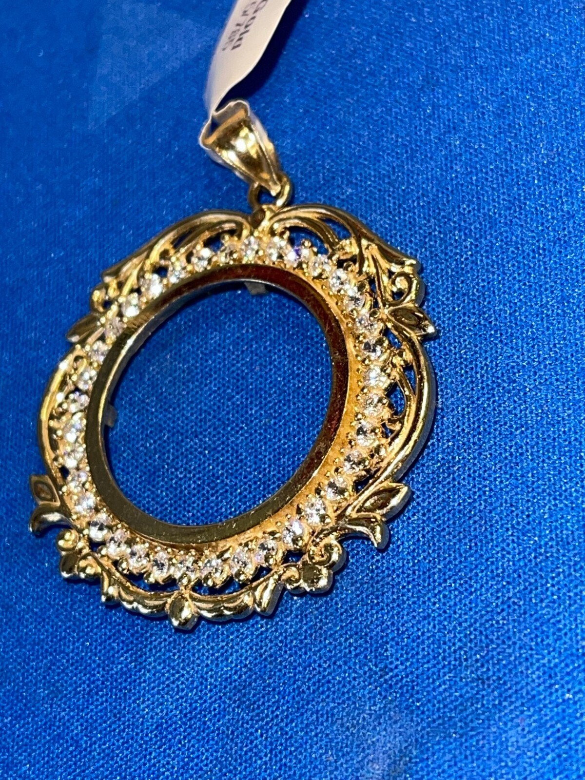 For 10 Peso Coin 7.7g 14k Yellow Gold Bezel Greek Key Bizel Moneda Cubic Zarcon