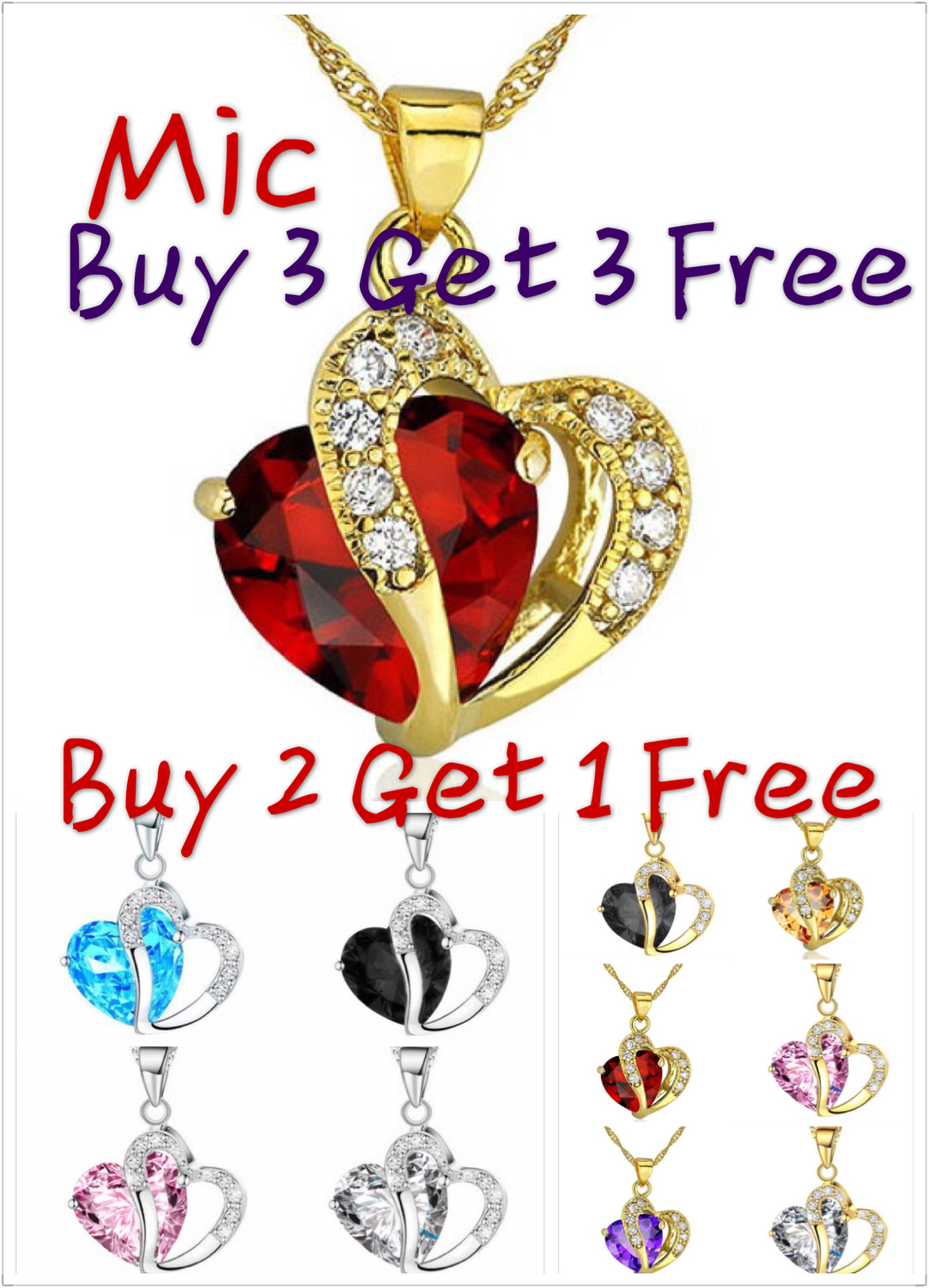 Fashion Women Heart Crystal Rhinestone 925 Silver Chain Pendant Necklace Charm