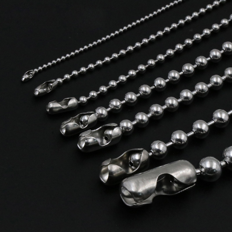 1.5mm-10mm Bead 304 Stainless Steel Ball Necklace Chain Silver Sold By Meters