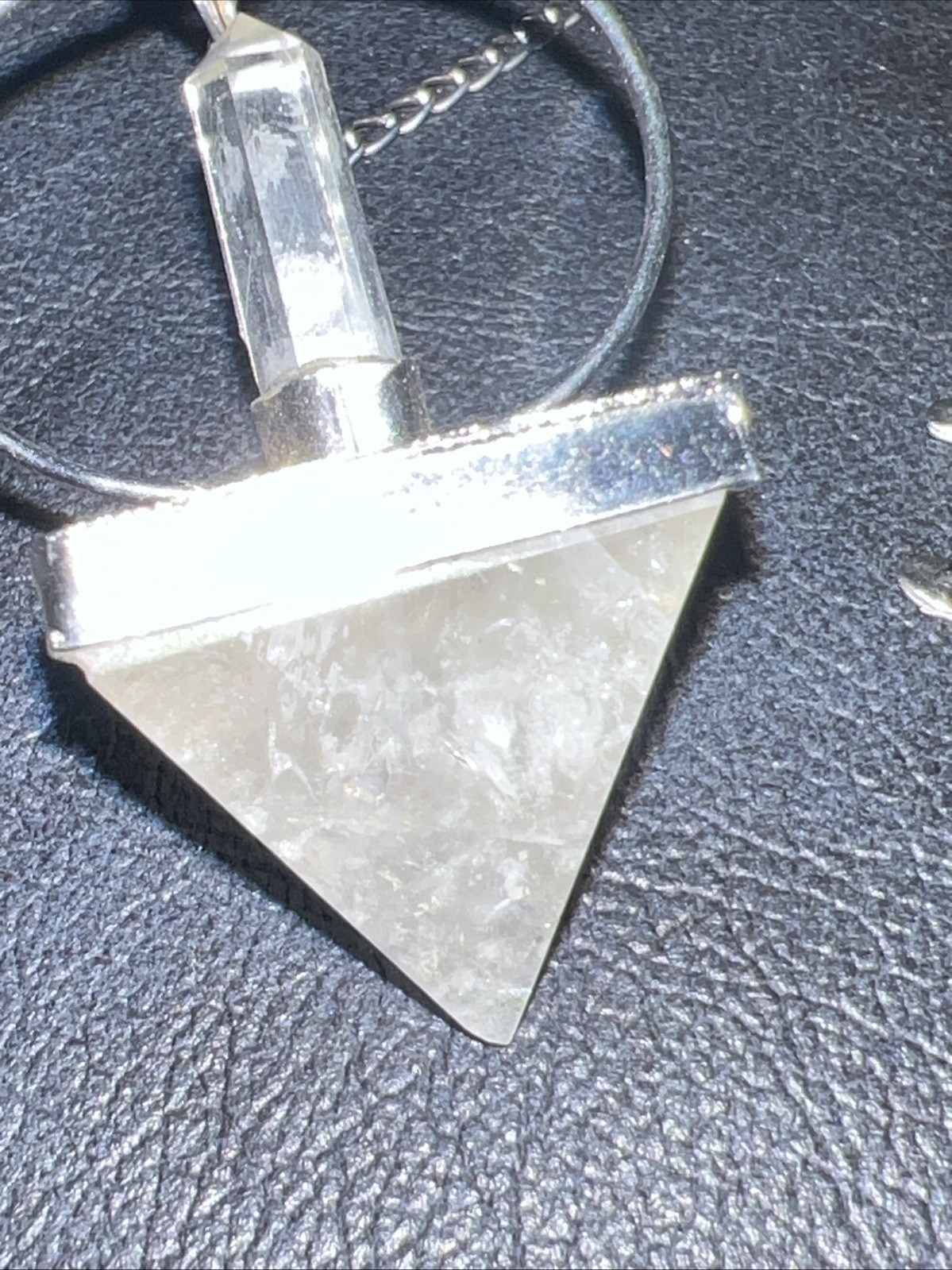 Goddess Provisions Clear Crystal Quartz Pendant And Half Moon On Chain.