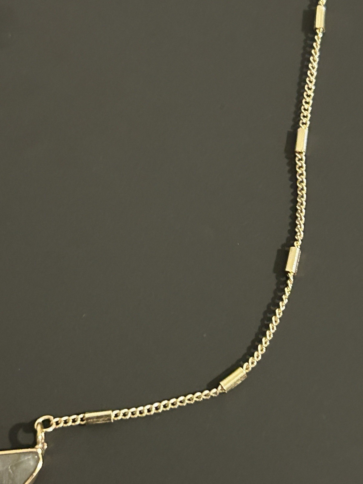 Half Circle Stone Gold Tone Chain Pendant Necklace Adjustable 17-20”