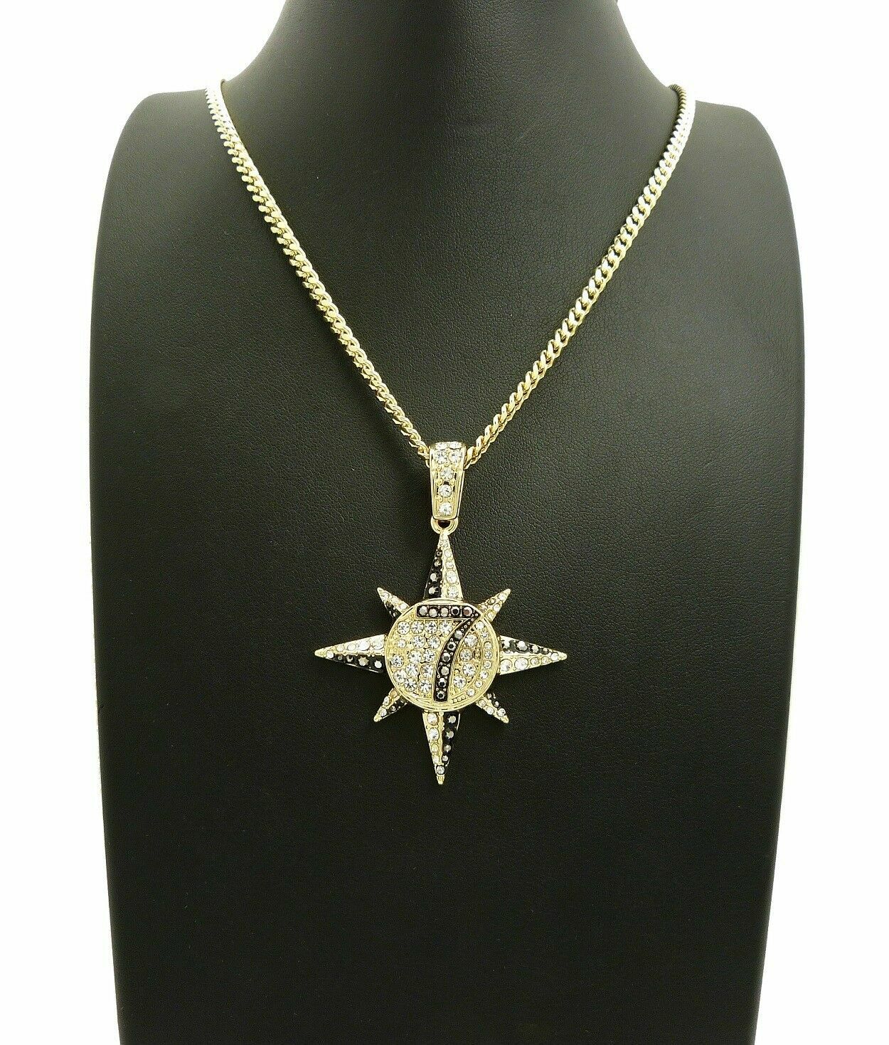 HIP HOP 5 PERCENTER 7 STAR PENDANT & 24″ BOX CUBAN ROPE CHAIN HIP HOP NECKLACE