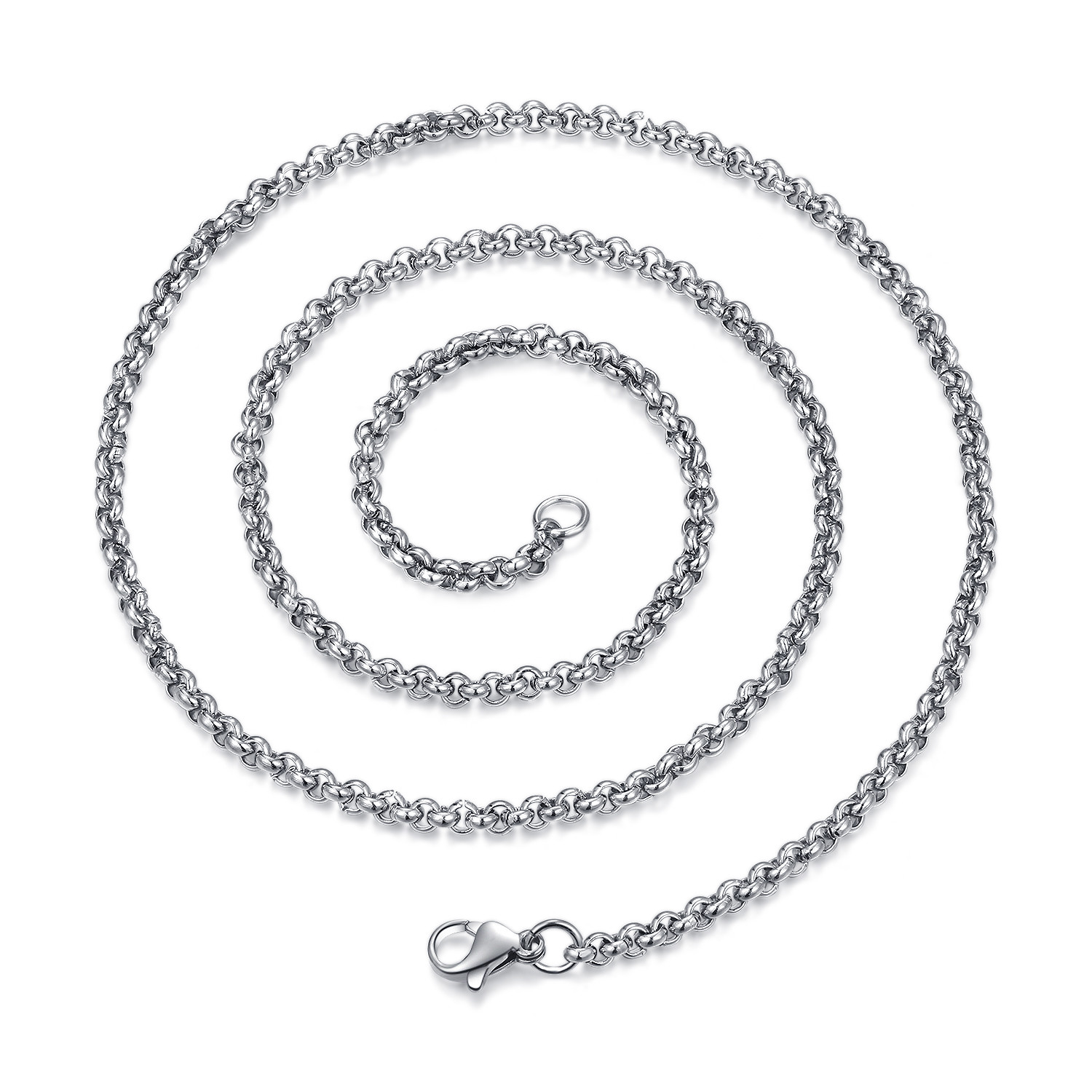5pcs 3mm/4mm Stainless Steel Rolo Chain Necklace for Women Men Jewelry Pendant