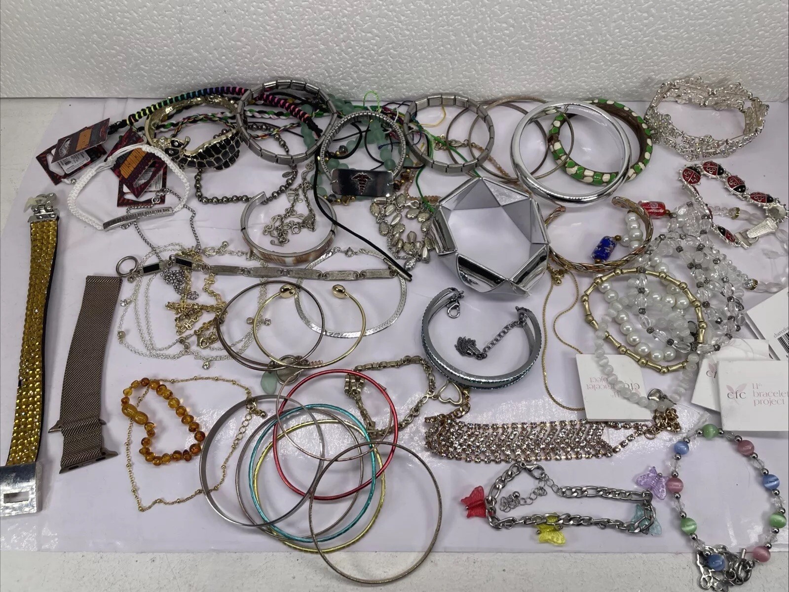 Vintage Lot of 50+ Assorted Bracelets Various Colors, Styles, Materials Women’s