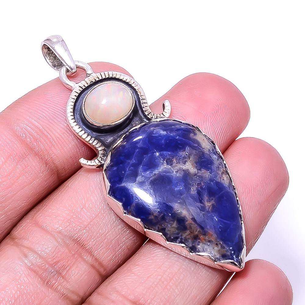 Natural Sodalite – Minas Gerais 925 Sterling Silver Pendant 2.15″ P_9473_251_1