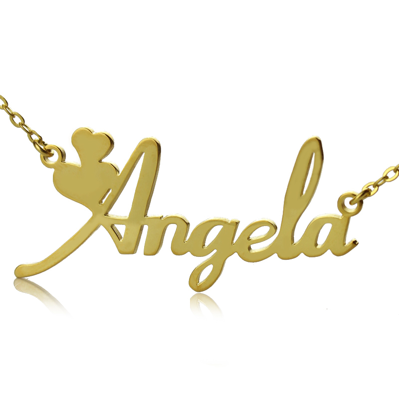 Personalized 18K Gold Plated / Sterling Silver Name Plate Necklace Fiolex Girls