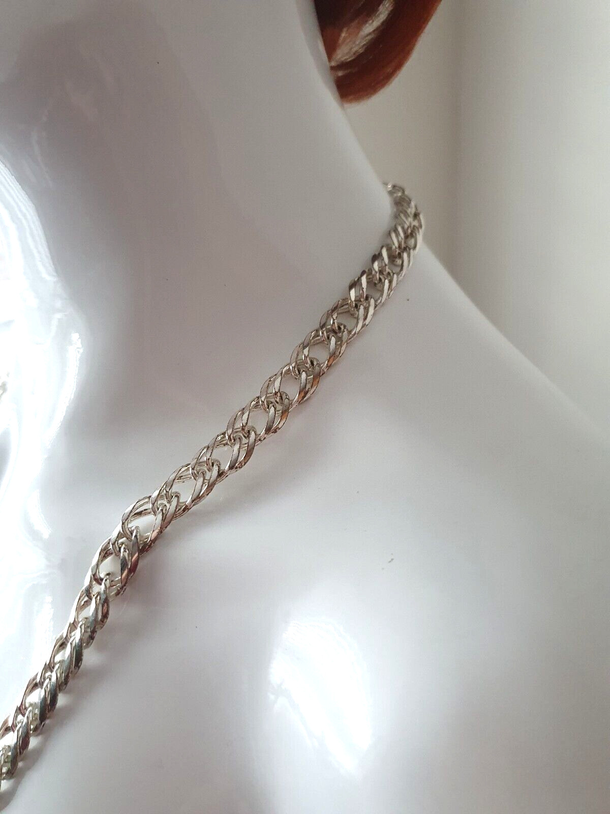Vintage Heavy Sliver Tone 10mm Wide Flat Curb Link Chain Necklace CBM3-2495
