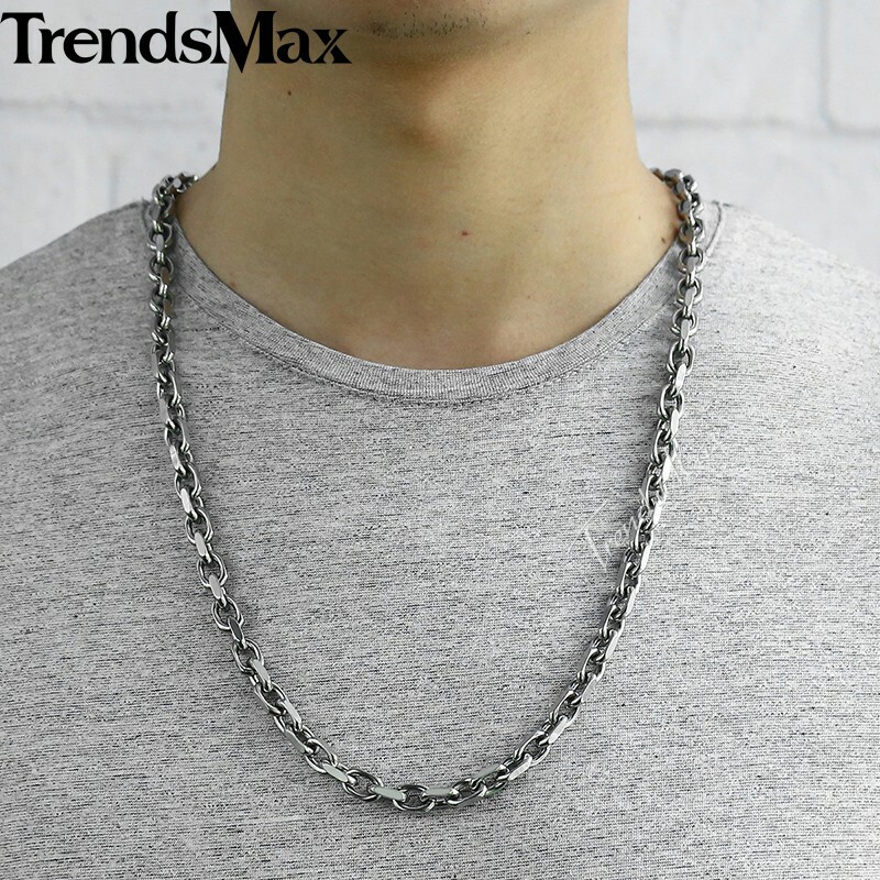 9mm CABLE Rolo Link Stainless Steel Necklace Toggle Men Chain Jewelry Gift 18-26