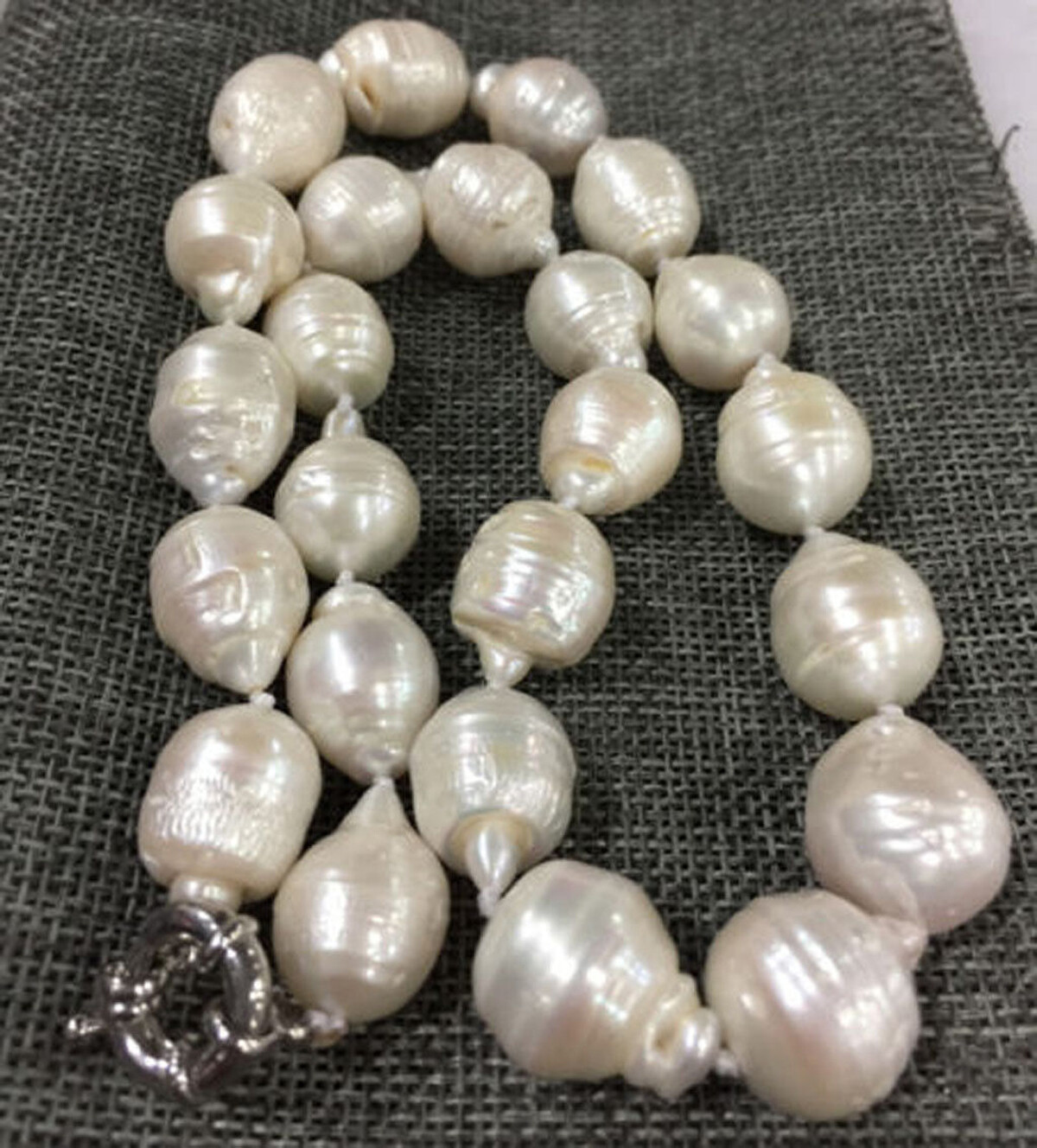 RARE HUGE 15x20MM WHITE SOUTH SEA BAROQUE KESHI AKOYA PEARL NECKLACE 14-36″
