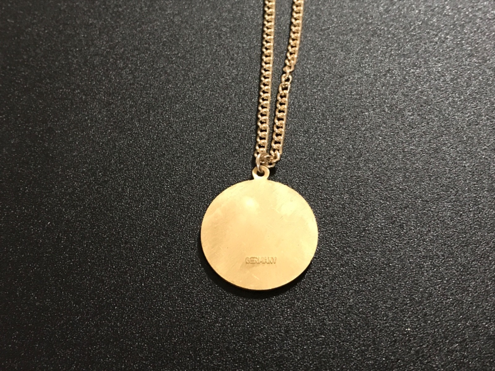 Vintage Necklace Chain Gold Tone Pendant Mother Mary Germany Match Religious