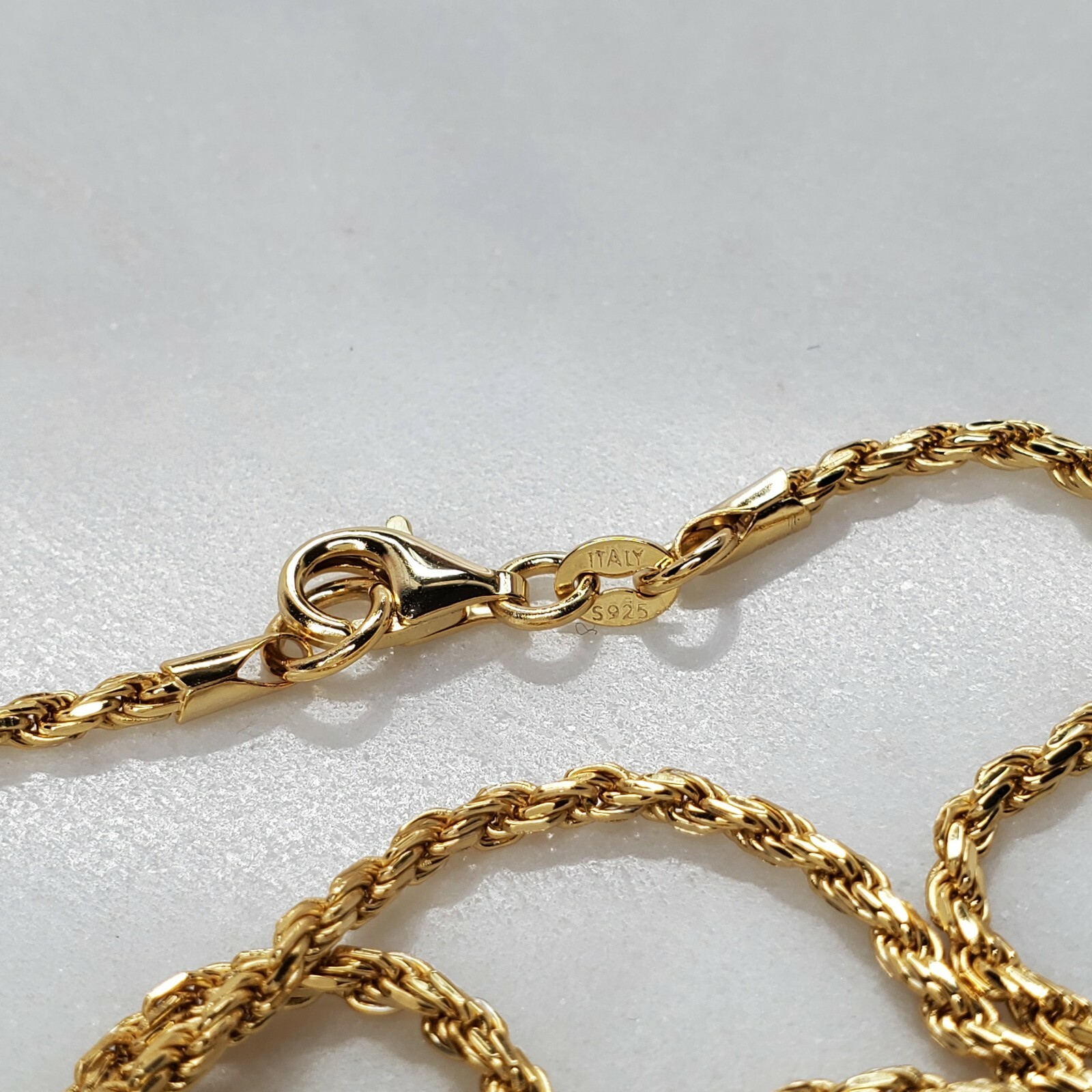 14K Gold/Platinum Plated 925 Sterling Silver Diamond Cut Rope Chain .925 Italy
