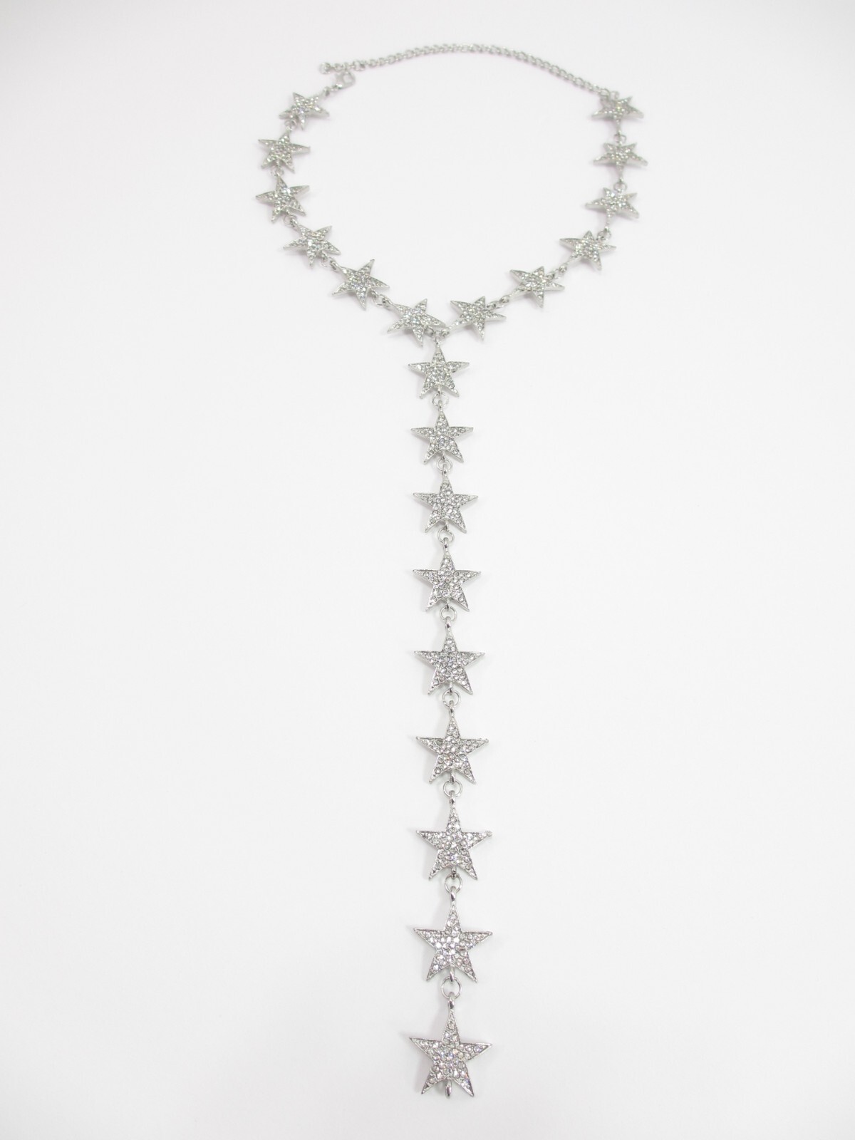 Rhinestone Crystal Star Necklace Lariat Choker Long Twinkle Charms Sparkle Drops