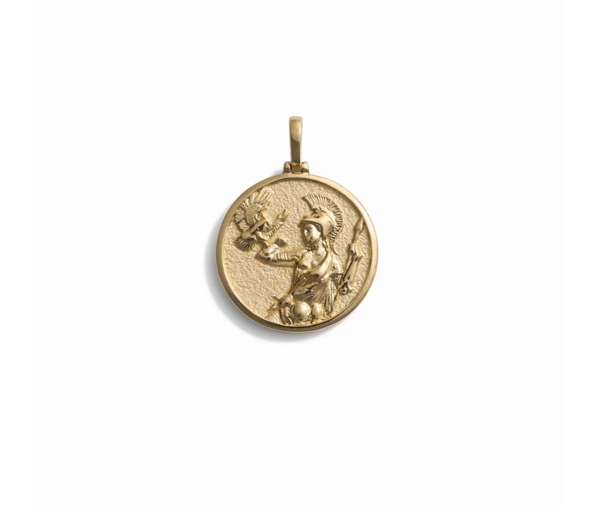 18K Gold Plated Greek Mythology Coin Pendant and Necklace / Athena Goddess Gold