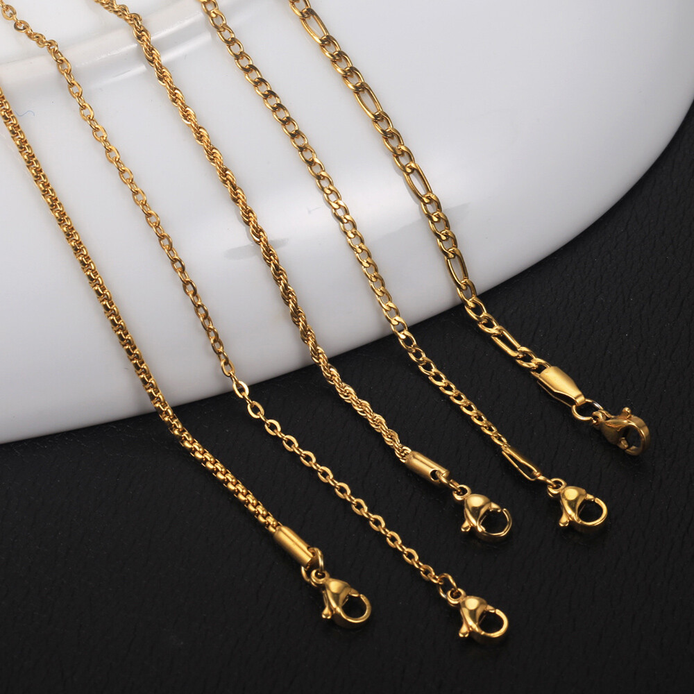 2/3mm Yellow Gold Filled Figaro/Rope/Cuban/Box/Link Chain Necklace Choker 16-30″