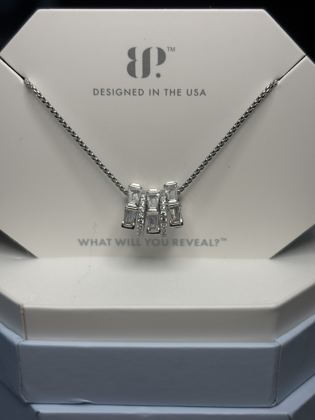 BP NK64287 Rhodium Plated 925 Sterling Silver Clear CZ Pendant Necklace