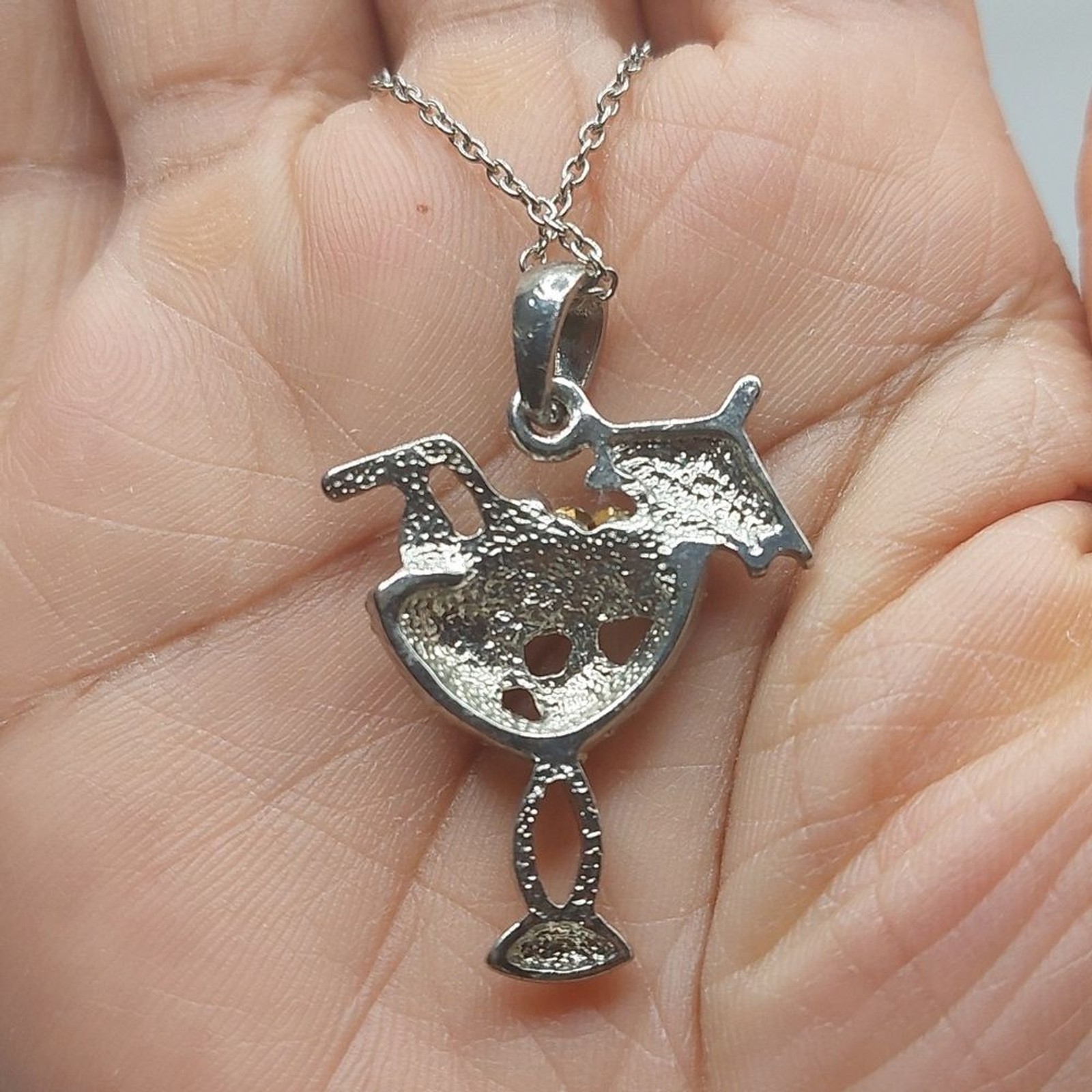 Margarita Cocktail Drink Pendant On Stainless Steel Chain Necklace