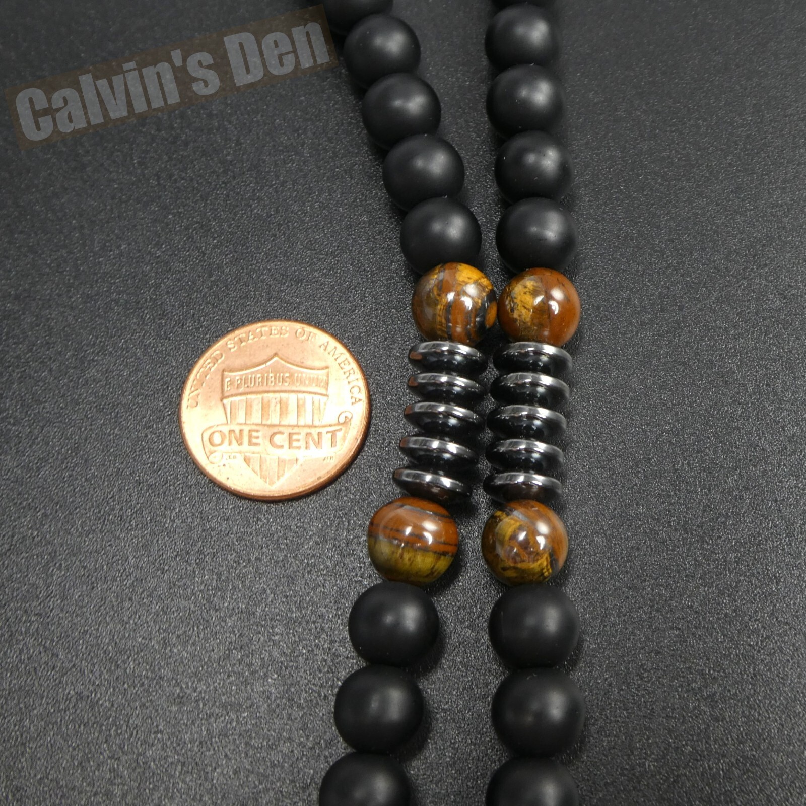 Black Obsidian Tiger Eye Black Hematite Cross Pendant Necklace Men Women Gift