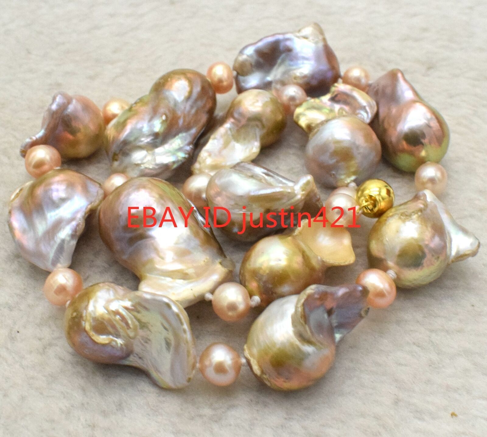 REAL15-25mm & 6-7mm SOUTH SEA PURPLE BAROQUE PEARL NECKLACE 18” AAA+