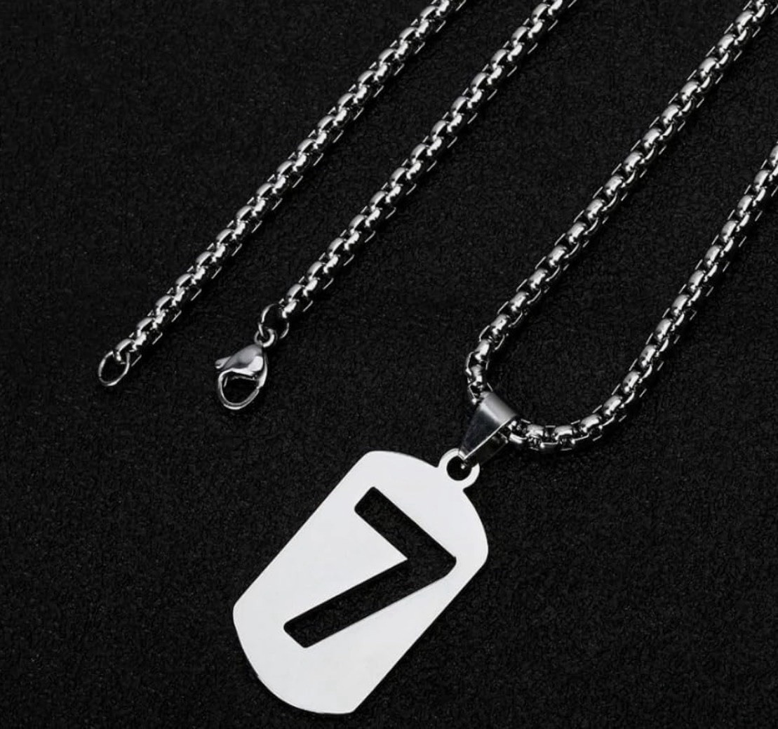 Lucky Number 7 Cutout Dog Tag Figure Arabic Numerals Pendant Necklace