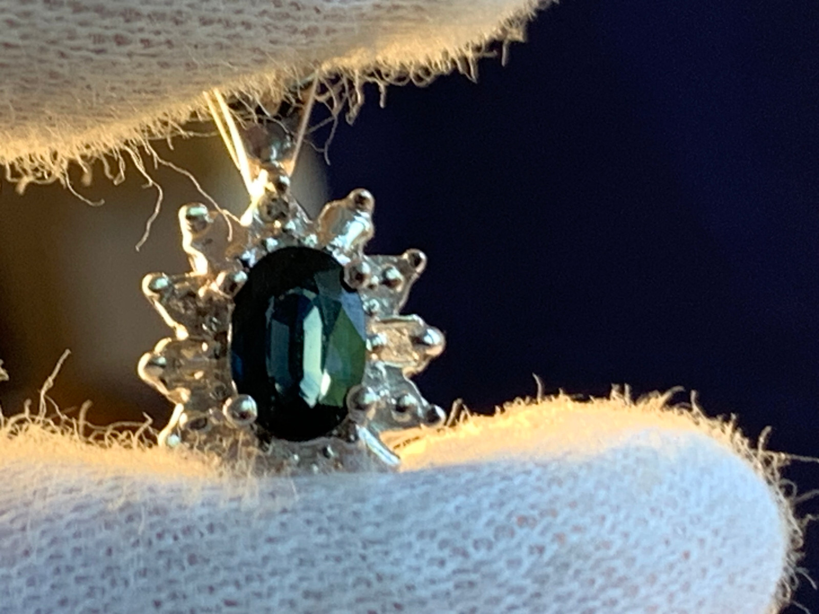 10K White Gold Pendant 1.44g Fine Jewelry Sapphire Color Stone
