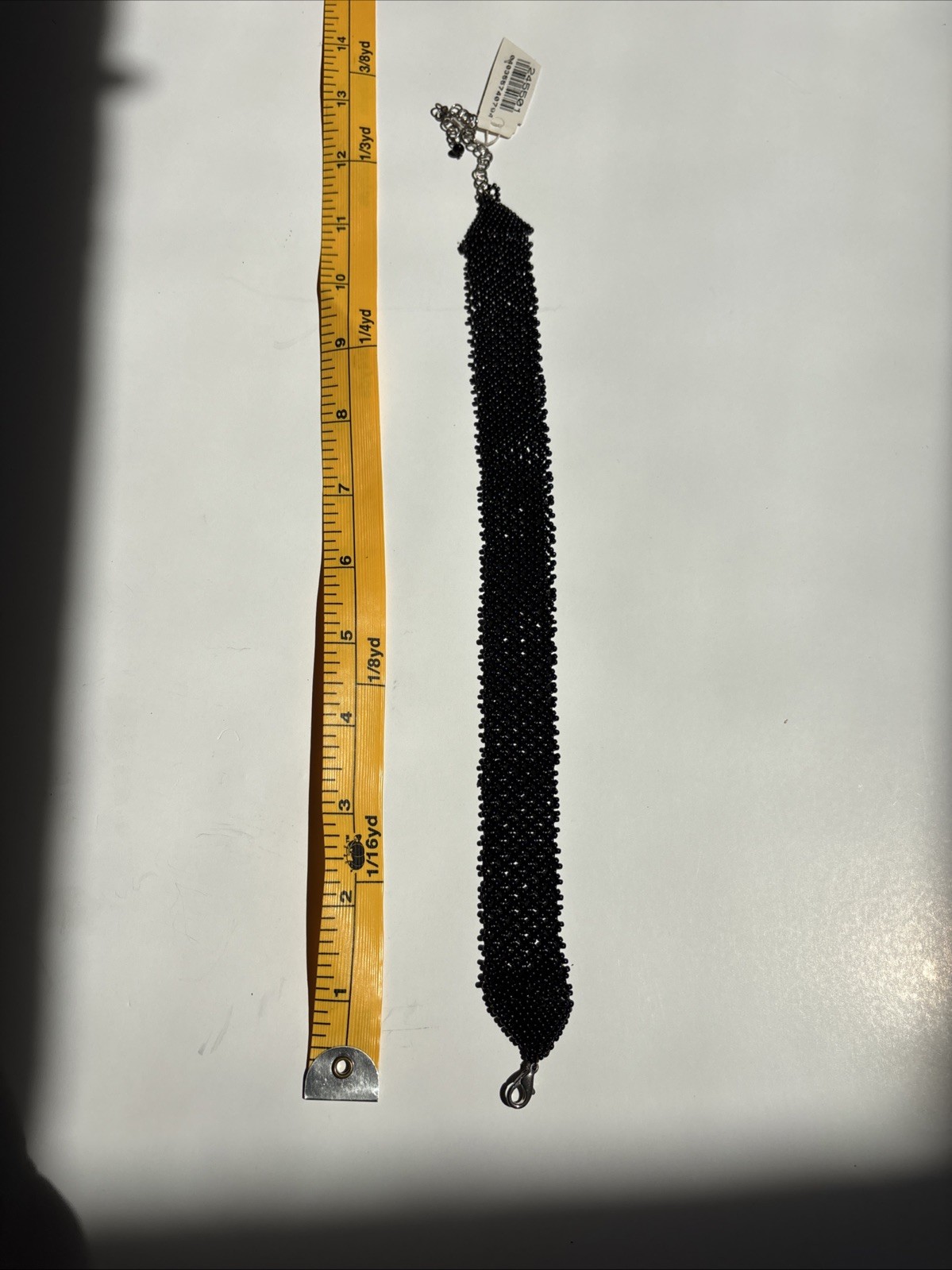 NWT Vintage Robert Rose Black Seed Bead Woven Choker Necklace Mesh Wide Band 90s