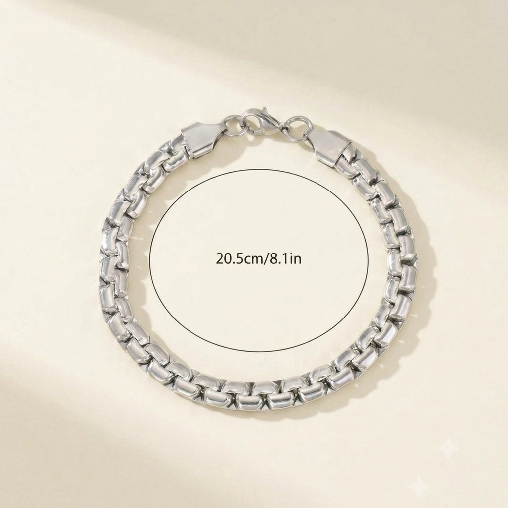 New Unisex Stainless Steel Chain Necklace Silver Featuring a oval-link design