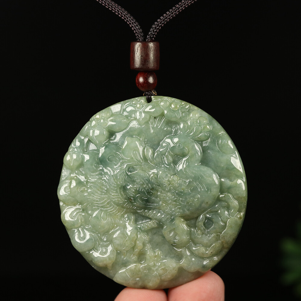 Certified Grade A 100% Natural Green Burma Jade Jadeite Pendant Phoenix 00869