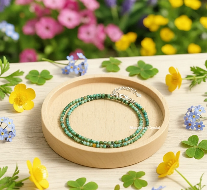 2mm Natural Turquoise Beads Choker Minimalist Dainty Healing Necklace Protection