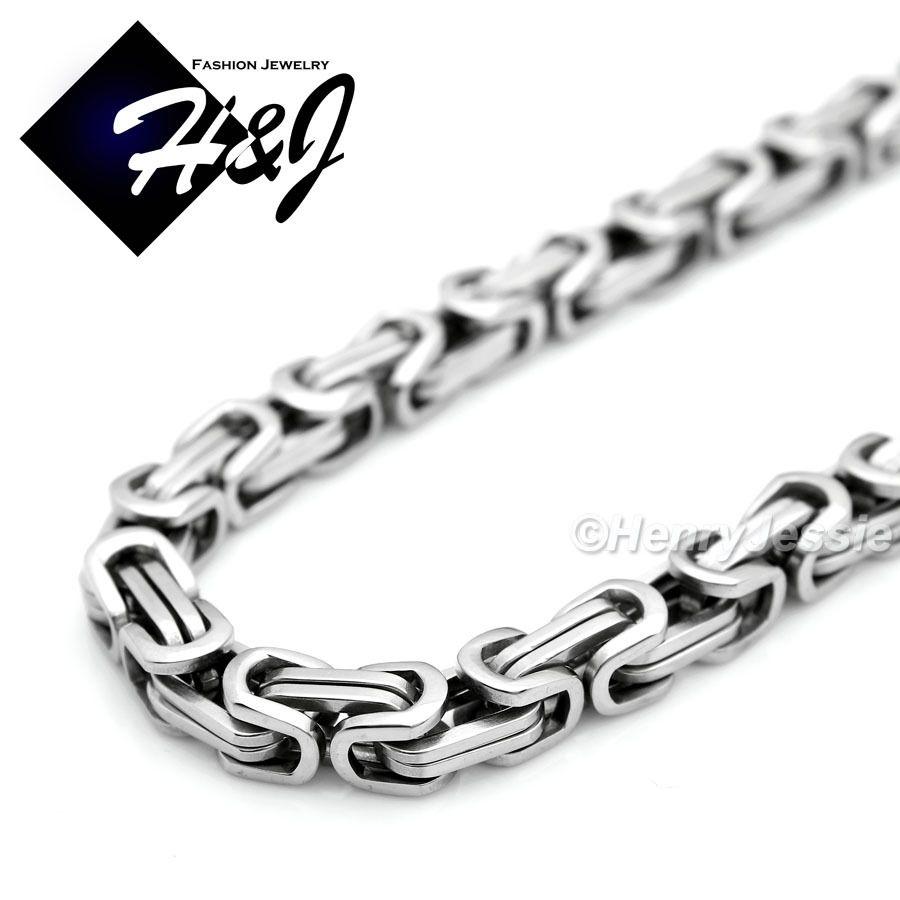 30″MEN Stainless Steel 9mm Silver Byzantine Box Link Chain CZ Cross Pendant*L5