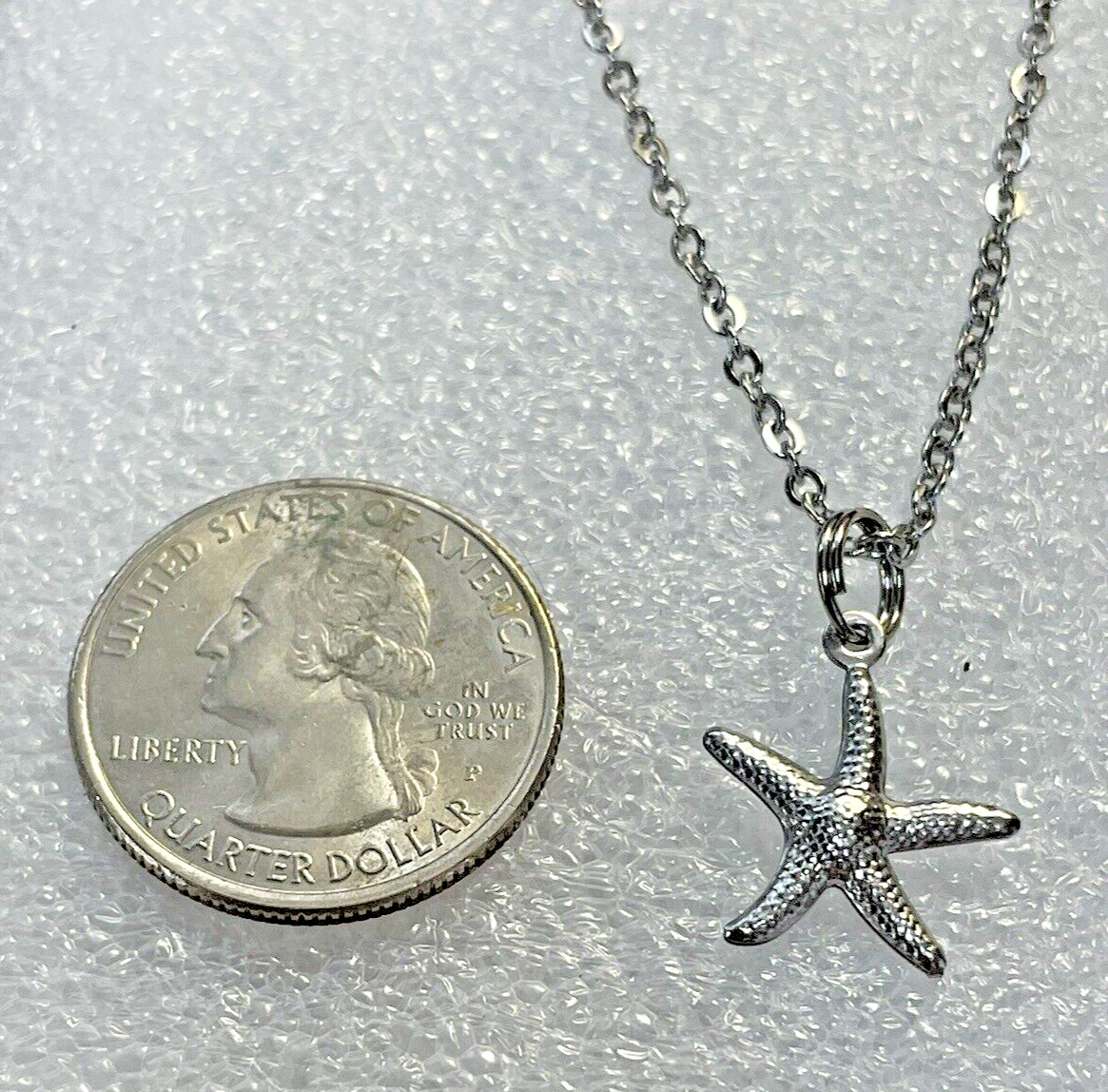 STARFISH Dainty Silver Necklace 20” Stainless Coastal Fashion Jewelry Sea NEW