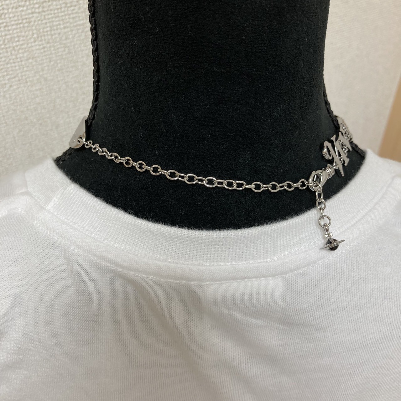 Vivienne Westwood Necklace Choker RAIMUNDA Logo 38cm Silver w/Pouch NO BOX