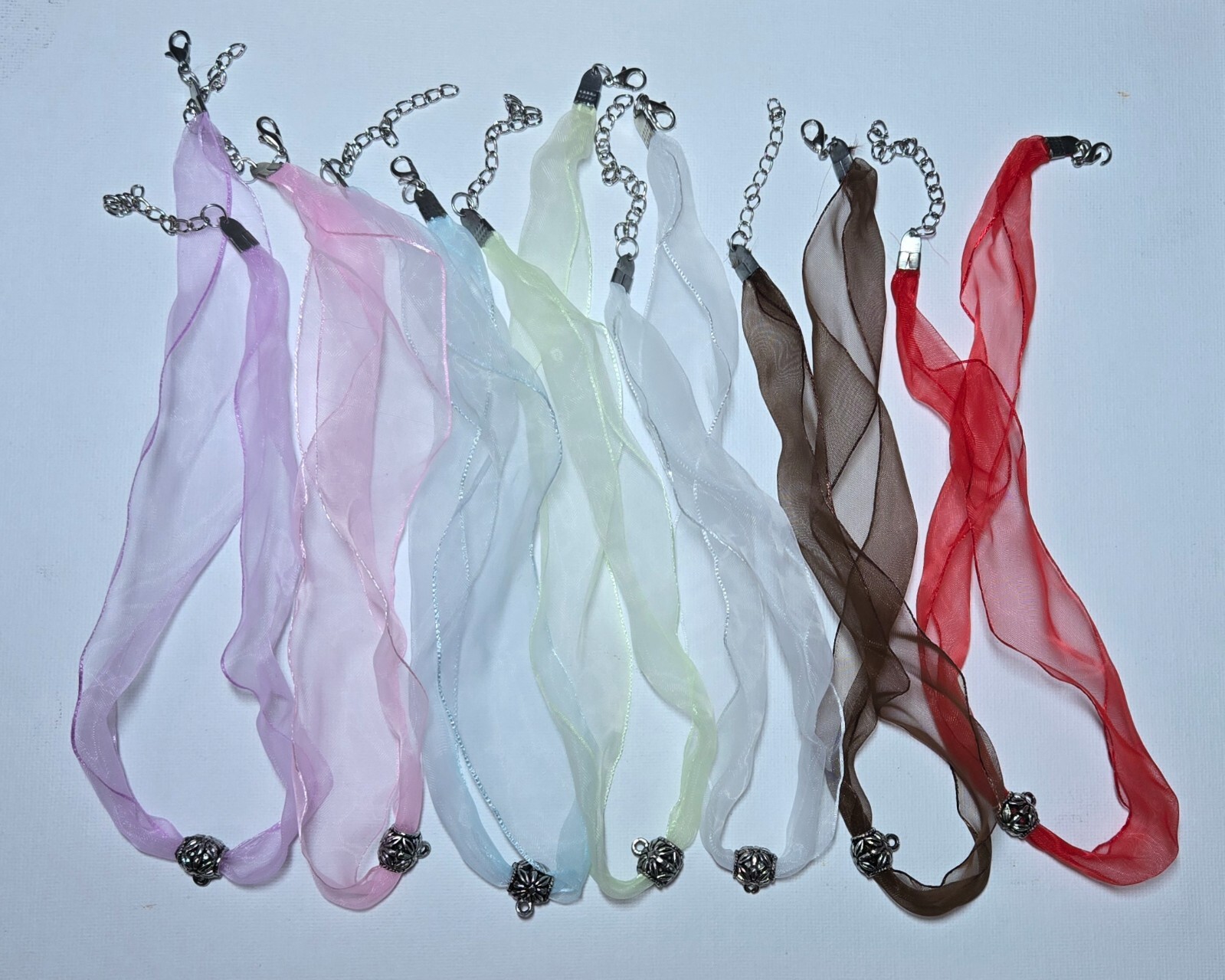 Necklace Cord Simple Sheer Ribbon Jewelry Making Multi Cord 18″ 50 pcs