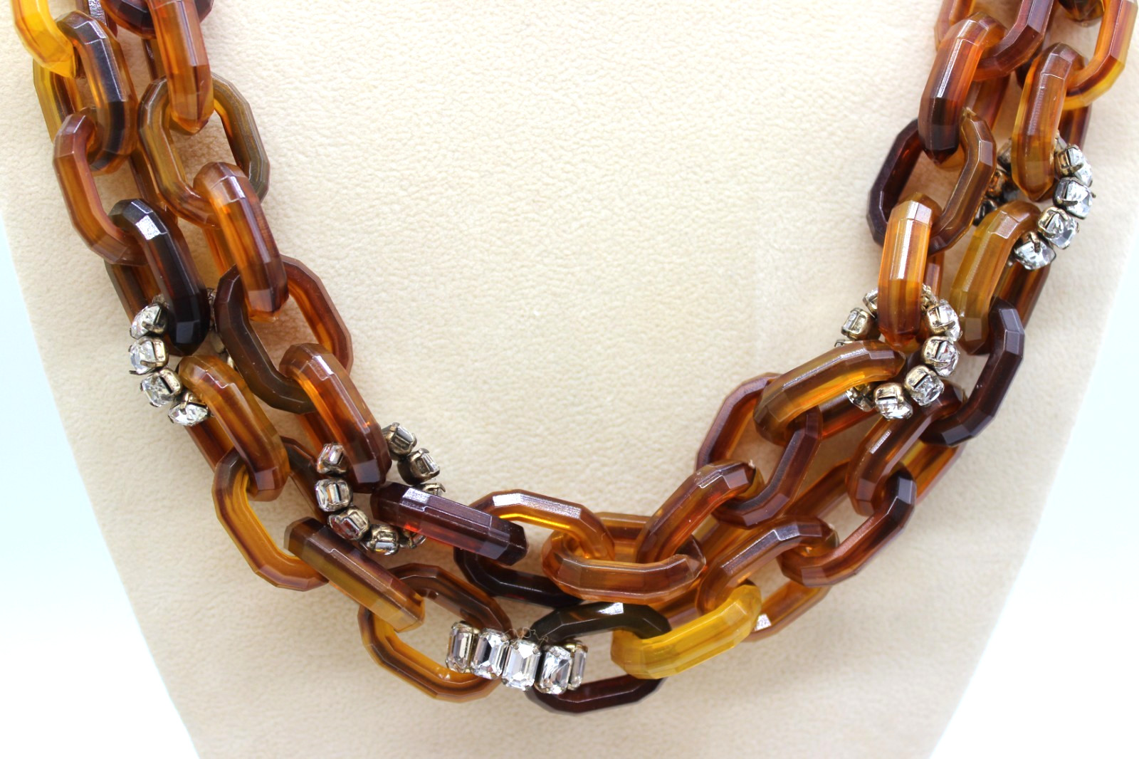 J. Crew Chunky Tortoise Link Necklace with Rhinestones