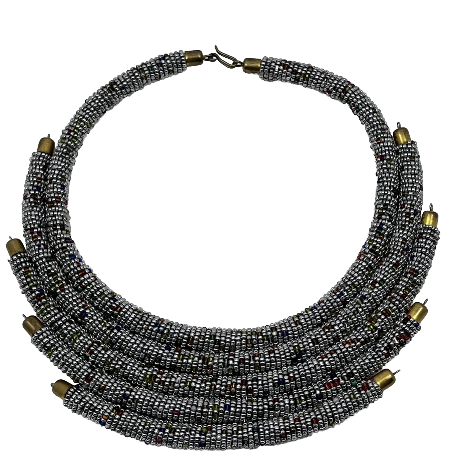 Kendi Aman Gold-tone Kanyoni Beaded 16″ Collar Necklace Ankara Accessories
