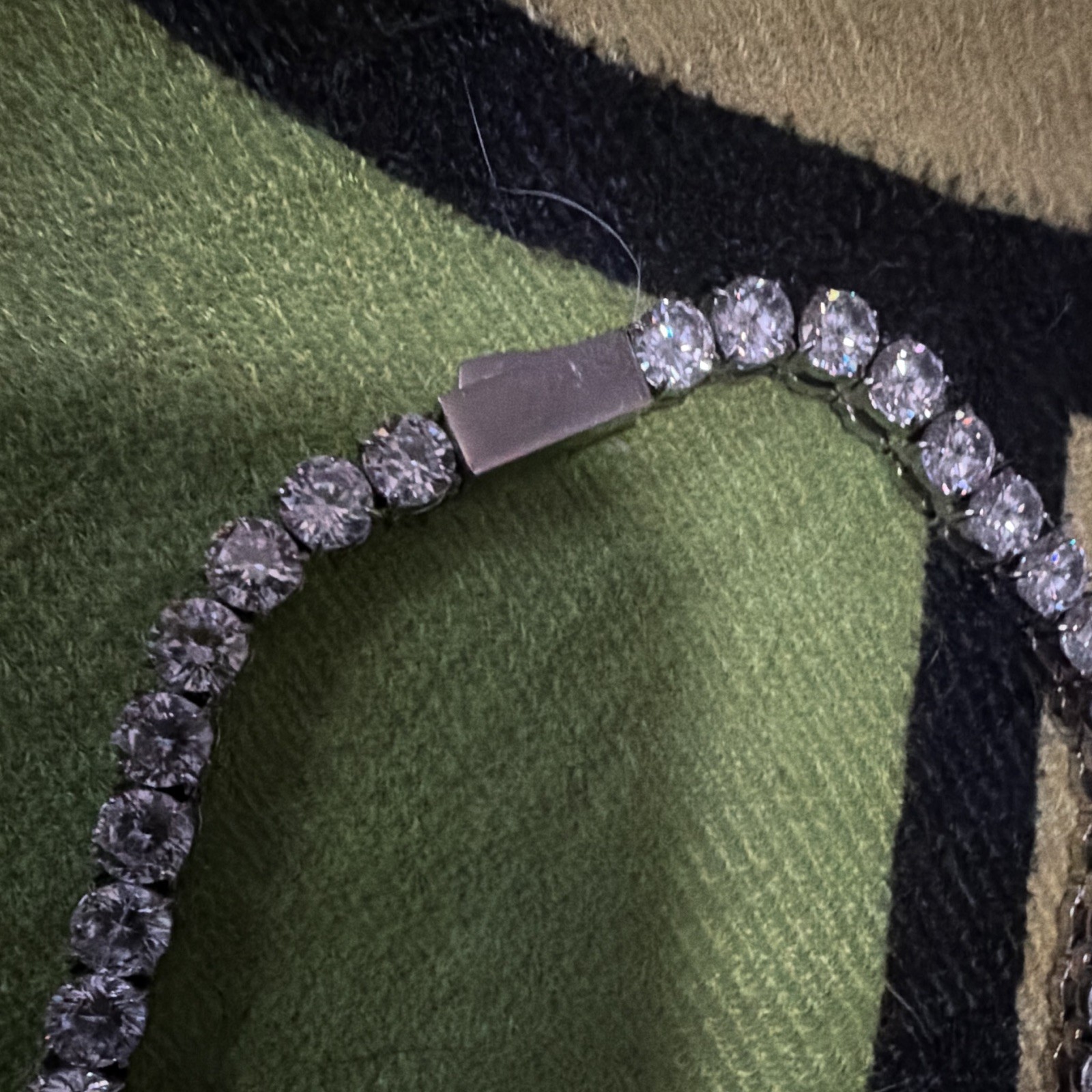 Silver Tone Clear Crystal Tennis Necklace, Round Prong Set, Box Clasp
