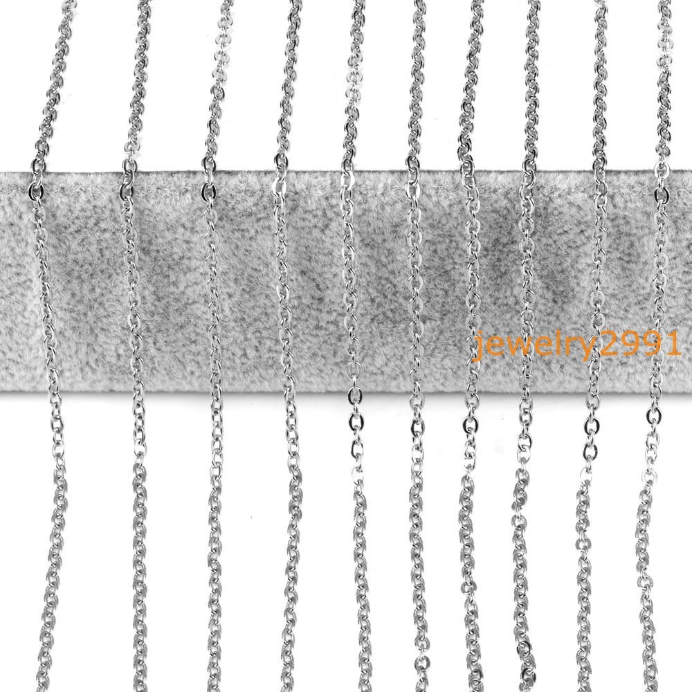 100pcs Lot womens stainless steel silver rolo chain necklaces 1.5/2/2.5/3.2mm