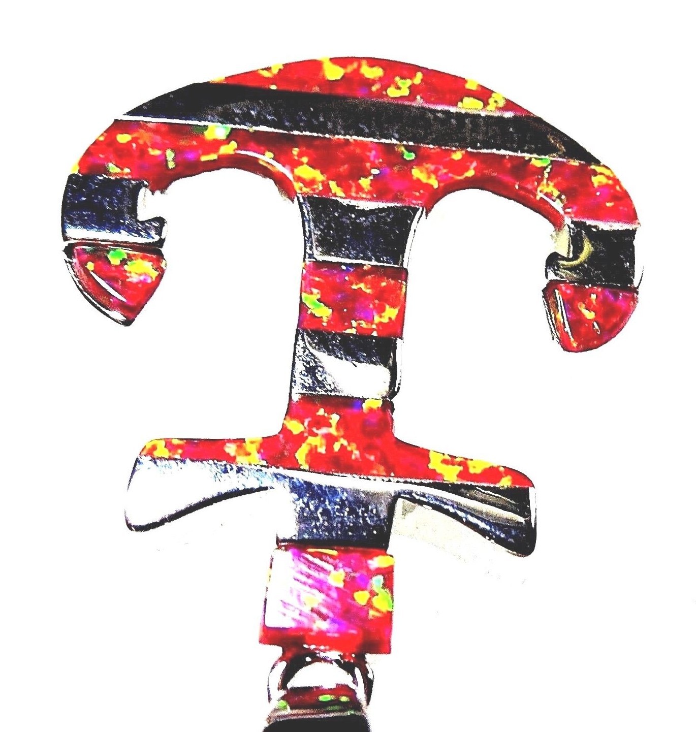 Silver Filled 925 Stamp Pendant Red Lab Fire Opal ANCHOR 1″