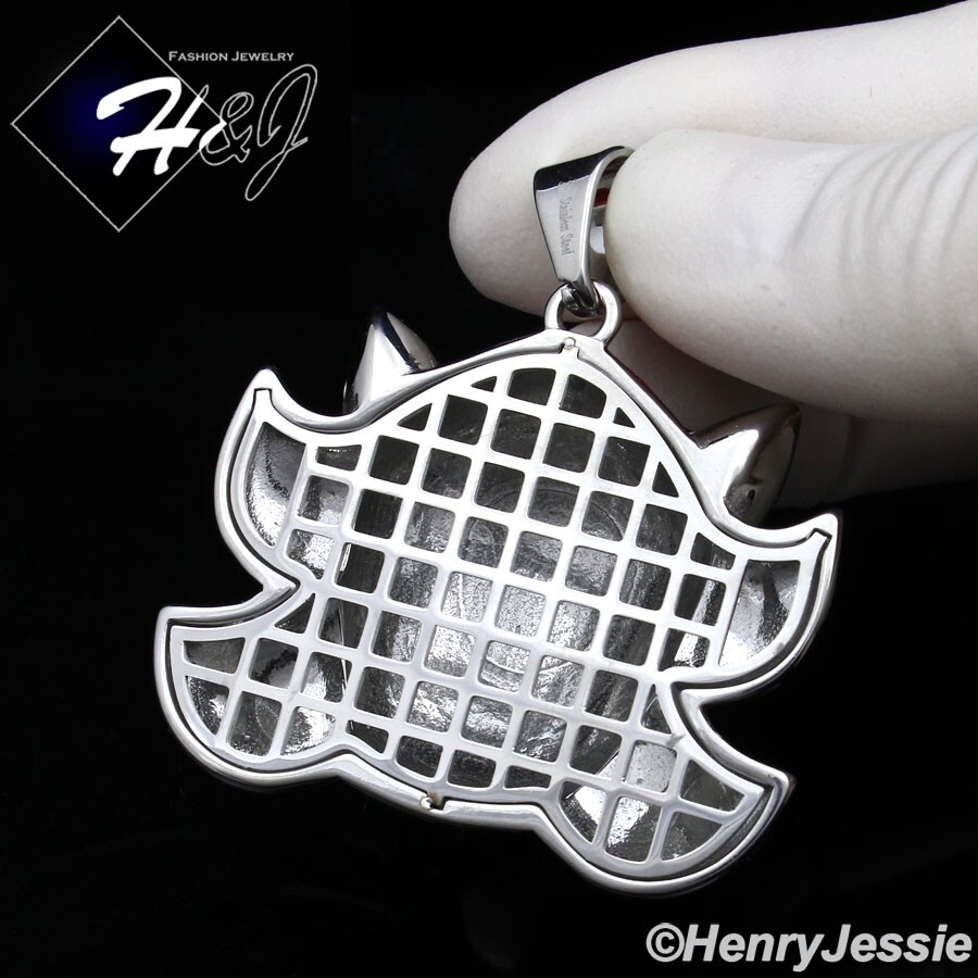18″-36″MEN Stainless Steel 3mm Silver Box Chain SHADOW Cartoon Pendant*P153