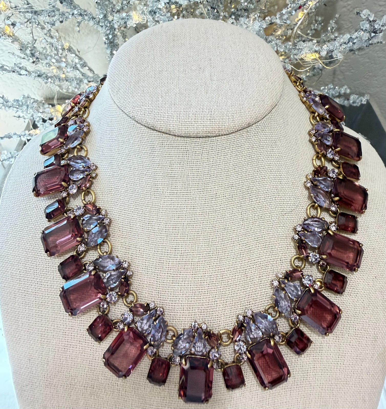 J Crew Necklace Stacked Crystal Purple New 16 – 18″ N492