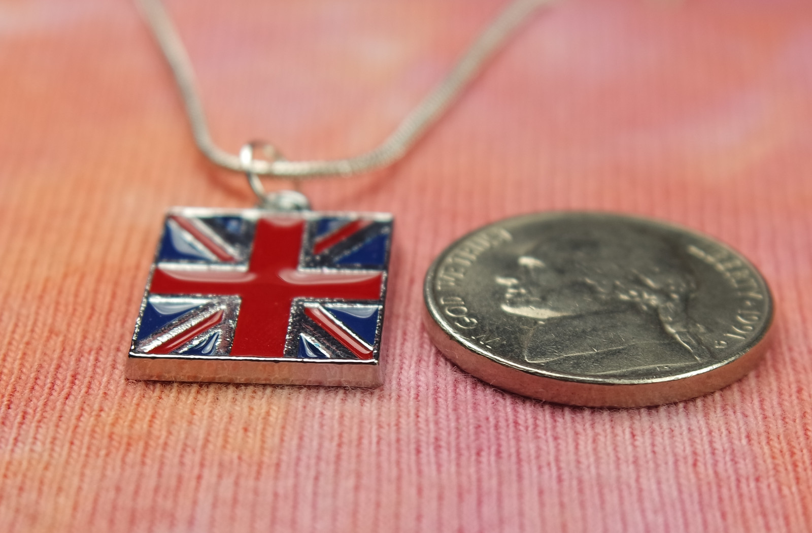 British Flag Necklace, United Kingdom England Union Jack Enamel Charm Pendant